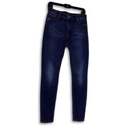 Womens Blue Denim Medium Wash Pockets Stretch Skinny Leg Jeans Size 4/27