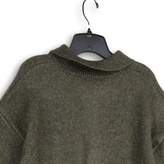 NWT Womens Green Knitted Long Sleeve Spread Collar Pullover Sweater Size S image number 4
