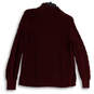 Mens Red Cable Knit Long Sleeve Turtleneck Side Slit Pullover Sweater Size Small image number 2
