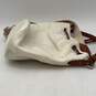 Tory Burch Womens White Brown Adjustable Strap Drawstring Crossbody Purse image number 4