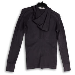 Womens Gray Long Sleeve Hooded Thumb Hole Pockets Full-Zip Jacket Size S alternative image