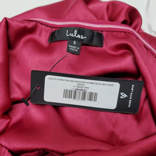 Lulus One-Shoulder Asymmetrical Burgundy Midi Dress Women's Size S image number 4
