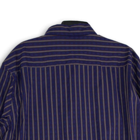 NWT Mens Blue Striped Long Sleeve Pocket Collared Button-Up Shirt Size XL image number 4