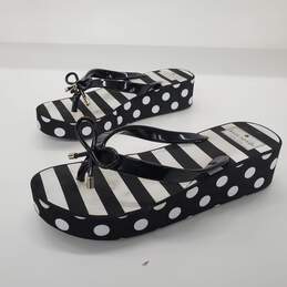 Kate Spade Women's Black White Polka Dot Stripe Platform Thong Flip Flops Size 7M alternative image