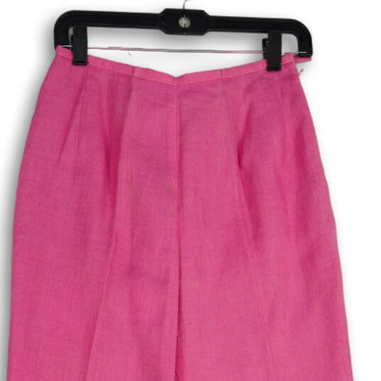 Womens Pink Flat Front Slash Pocket Straight Leg Dress Pant Size 6 image number 4