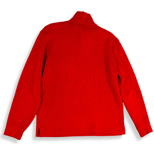 Mens Red Long Sleeve Mock Neck Quater Zip Pullover Sweater Size M image number 4