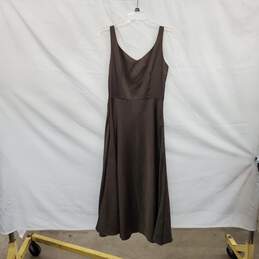Romy Brown Satin Cotton Blend Sleeveless Long Dress WM Size S NWT