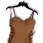 Womens Tan Sleeveless Sweetheart Neck Lace-Up Side Bodycon Dress Size Small image number 1