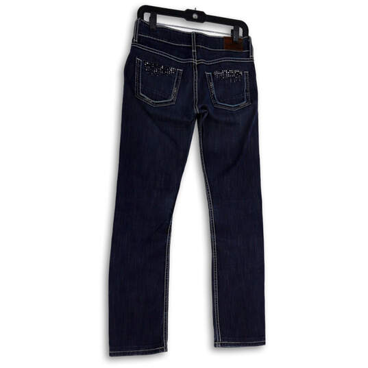 Womens Blue Denim Dark Wash Stretch Pockets Straight Leg Jeans Size 26 image number 2