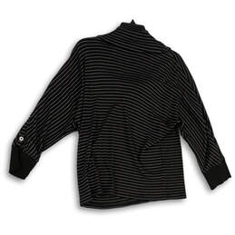 Womens Black Striped Long Sleeve Cowl Neck Pullover Blouse Top Size Large alternative image