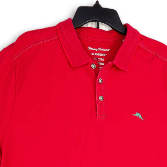 Mens Pink Spread Collar Short Sleeve Side Slit Polo Shirt Size XLT image number 3