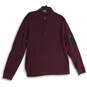 Womens Burgundy Red Moc Neck Long Sleeve 1/4 Zip Pullover Sweater Size L image number 1