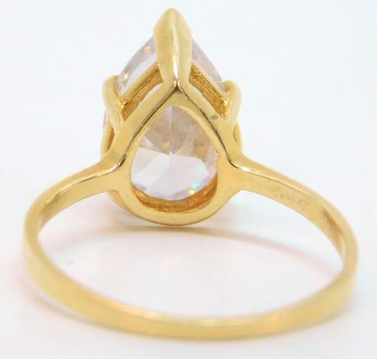 14K Yellow Gold Pear Cut Cubic Zirconia Ring 2.7g image number 6
