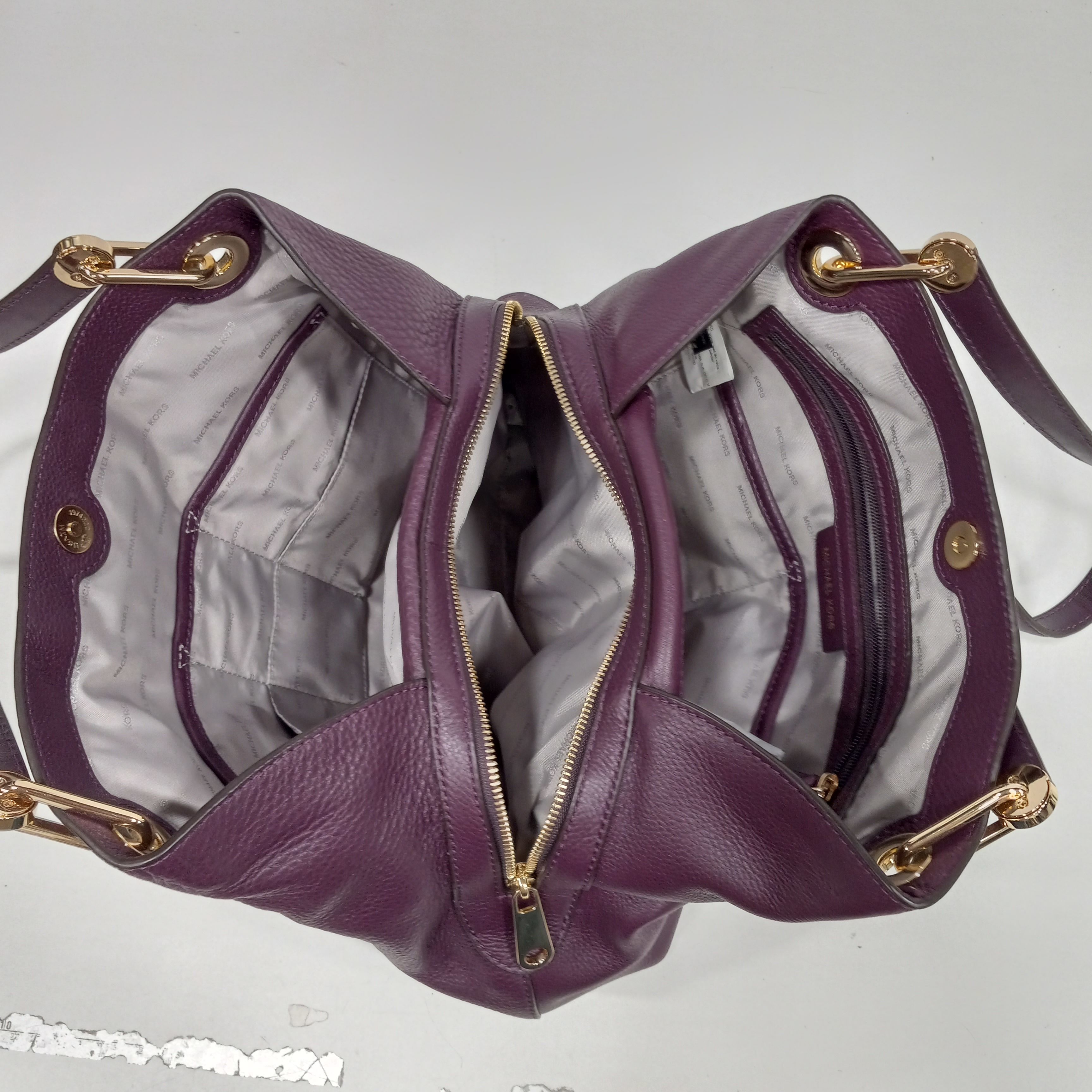 MICHAEL KORS Plum Purple Saffiano Leather Handled Tote Purse w/Crossbody -  ShopperBoard