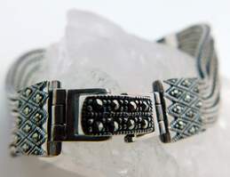 Artisan 925 Mother Of Pearl Marcasite Multi Strand Bracelet 29g alternative image