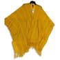 NWT Womens Yellow Knitted Fringe Sleeveless Open Front Poncho Sweater Sz 1 image number 1