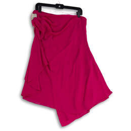 Womens Pink Asymmetrical Hem Side Zip Knee Length A-Line Skirt Size 10 alternative image