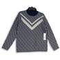 NWT Liz Claiborne Womens Blue White Geometric Mock Neck Pullover Sweater Size M image number 1