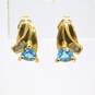 10K Yellow Gold Aquamarine & White Sapphire Accent Earrings 1.7g image number 2