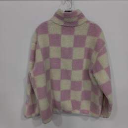 Levi's Women's Pink & White Check 1/2 Zip Pullover Fleece Jacket Size M alternative image