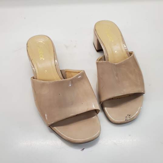 Gabor Tan Patent Leather Slide Flats Women's Size 6 image number 2