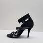 BEBE Black Suede Leather Ankle Zip Strap Sandal Pump Heels Shoes Size 8 M image number 2