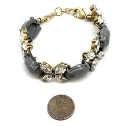 Designer J. Crew Gold-Tone Crystal Cut Stone Lobster Clasp Chain Bracelet