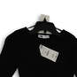 NWT Womens Black Ribbed Long Sleeve Split Neck Pullover Blouse Top Size S image number 3