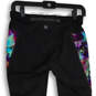 Womens Black Elastic Waist Activewear Compression Leggings Size Small image number 3
