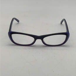 Womens Purple Black Plastic Frame Rectangular Classic Full Rim Eyeglasses