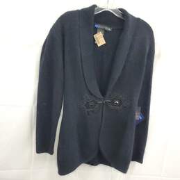 Vintage 80s IB Diffusion Black Silk Blend Sweater Jacket Women's Size M