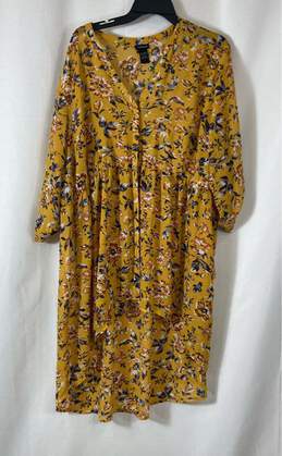 Torrid Womens Yellow Floral Casual 3/4 Sleeve Hi-Low Shirt Dress Size 3