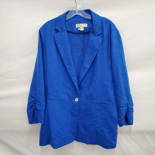 VTG Michael Kors WM's Royal Blue Linen Single Button Blazer Size 14 image number 1