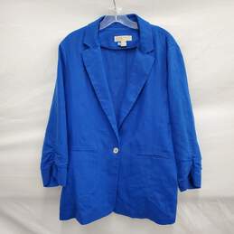 VTG Michael Kors WM's Royal Blue Linen Single Button Blazer Size 14