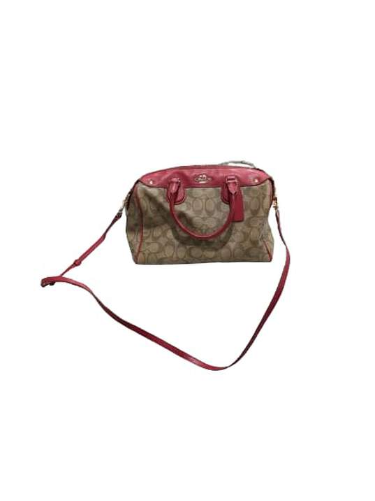 Brown & Raspberry Coach Handbag image number 1