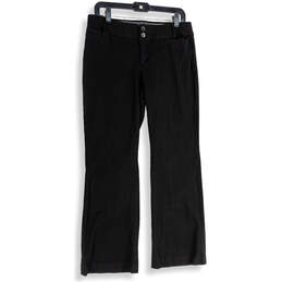 Womens Black Flat Front Welt Pocket Straight Leg Ankle Pants Size 10