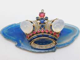 Vintage Crown Trifari Alfred Phillipe Jelly Belly Gold Tone Crown Brooch 23.2g alternative image