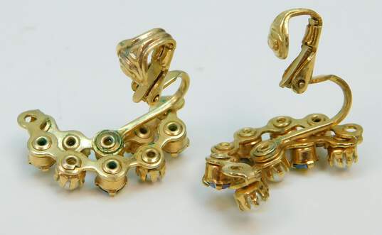 Vintage Gold Tone Aurora Borealis & Faux Pearl Mushroom Brooch w/ Bracelet & Earrings 44.1g image number 8
