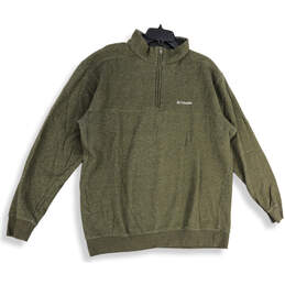 Mens Green Mock Neck 1/4 Zip Long Sleeve Pullover Sweater Size XXL