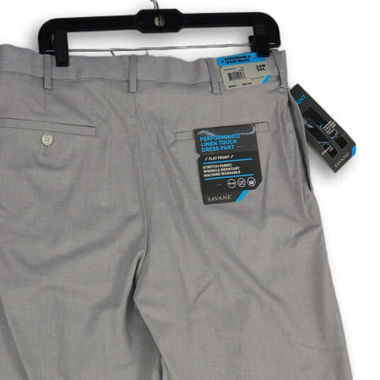 NWT Mens Gray Flat Front Performance Linen Touch Dress Pants Size 34X30 image number 4