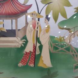 VNTG MCM Mid Century Modern Asian Style Folk Art Painting Home Decor alternative image