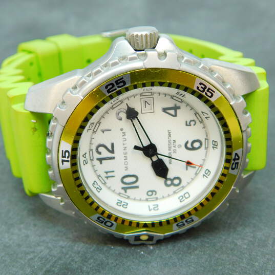Momentum Canada CN Series 50025 Lime Green Date Stainless Steel Rubber Strap Mens Watch 85.2g image number 1