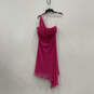NWT Womens Pink One Shoulder Pleated Asymmetrical Hem Mini Dress Size 12 image number 1