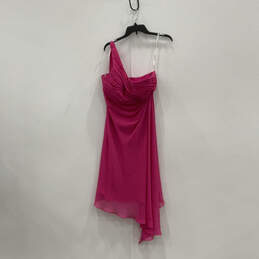 NWT Womens Pink One Shoulder Pleated Asymmetrical Hem Mini Dress Size 12