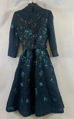 Teri Jon by Rickie Freeman Women Blue Metallic Floral Dress- Sz 6 alternative image