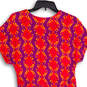 Womens Multicolor Pleated V-Neck Short Sleeve A-Line Dress Size Medium image number 4