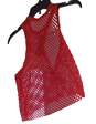 Womens Red Fishnet Sleeveless Round Neck Wide Strap Pullover Tank Top Size XS image number 3