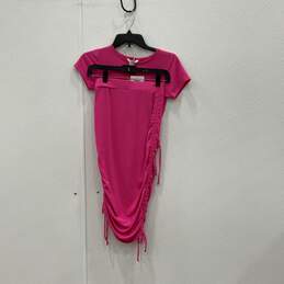 NWT BB Dakota Womens Pink Ribbed Side Ruched T-Shirt & Skirt 2 Piece Set Size XS alternative image
