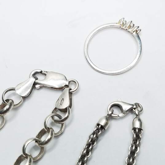 Sterling Silver Gemstone Ring + 7 - 7 1/2" Bracelet Bundle 2 Pcs 13.9g image number 5