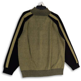 Mens Green Black Mock Neck Long Sleeve Quarter Zip Pullover Sweater Size XL alternative image